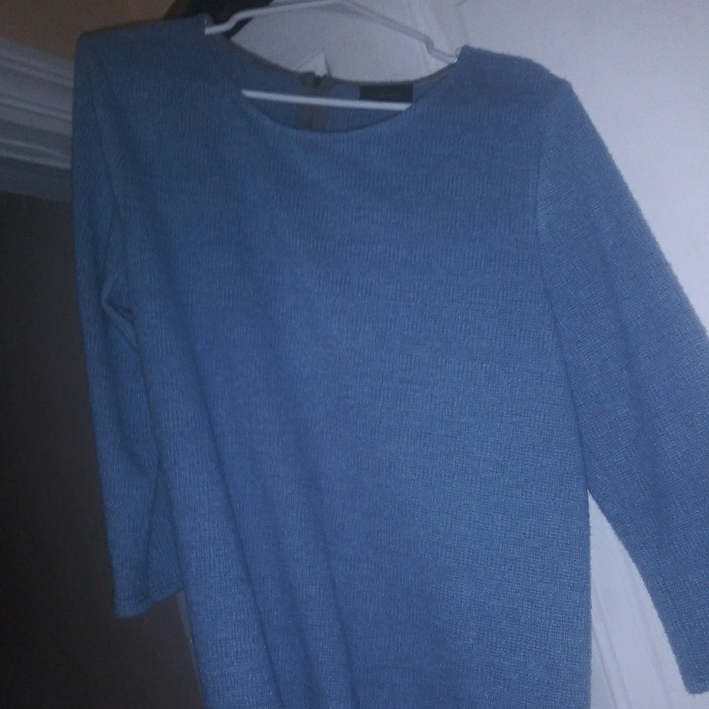 Blue Sweater with Quarter Length Zipper in Back